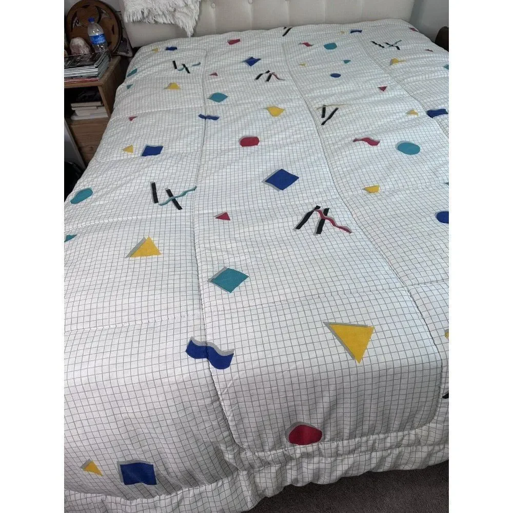 Vintage 90s Cannon Geometric Comforter DJ Tanner Full House Measures 72x86